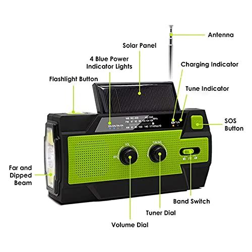 Image of 4000mAh Weather Radio Portable Emergency Radio with 3 Ways Powered AM /FM /NOAA Weather Alert Portable Radio with SOS Alarm Flashlight Reading Lamp and Cellphone Charger