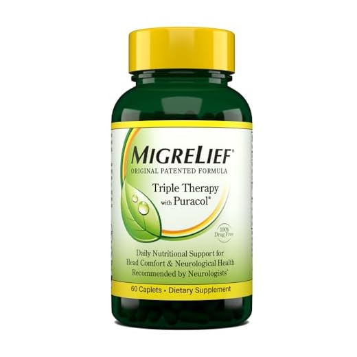 MigreLief Original Triple Therapy with Puracol - Nutritional Support for Migraine Sufferers - 60 Caplets/1 Month Supply