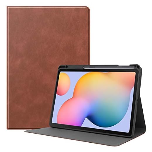 Lobwerk Skyddshölje för Samsung Galaxy Tab S6 Lite SM-P610 P615 10,4 tum Slim Case etui med stativ och automatisk sov/vakna funktion brun
