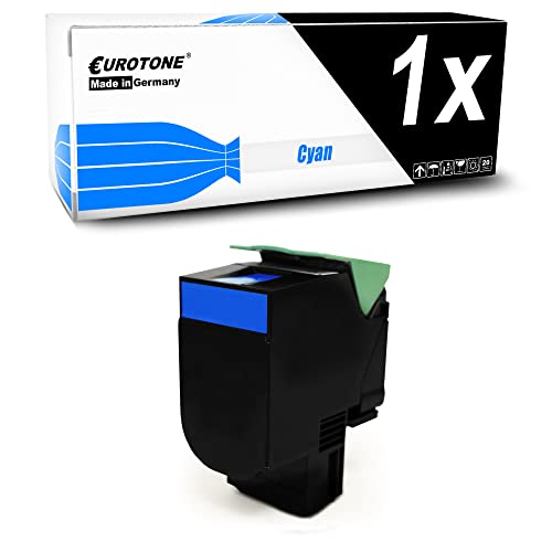 Toner cyan XL Lexmark CX410 Eurotone compatible 80C0H20 pour impression laser couleur haute capacité