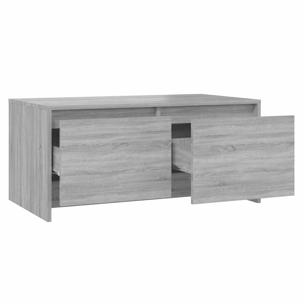 Mesa de centro Sonoma gris 90 x 50 x 41,5 cm, madera de diseño moderno, con 2 cajones, para salón, dormitorio, pasillo