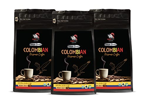 Café en grano arábica colombiano tostado medio, 3 bolsas (36 oz)
