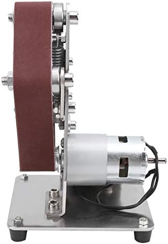 Bench Grinders, Desktop Belt Sander 96W DIY Fixed Polishing Grinding Machine with Belts Burnishing and Speed Control Power Supply for Turning Plastic Polishing Wood(UK Plug 110-240V)