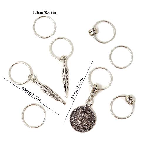 Honbay 40Pcs Antique Silver Coin Leaves Pendant Charms Rings Set Diy Hair Decoration Rings Braid Rings Hair Loop Clips Hair Accessories #TOP1