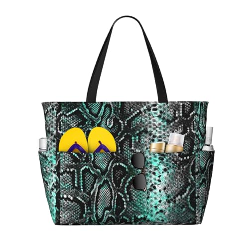 Grand sac de plage sac à bandoulière pour femme cabas motif peau de serpent