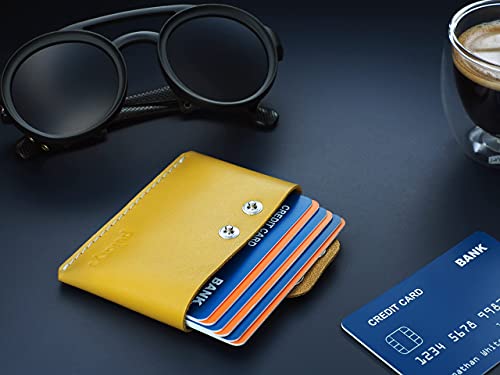 pularys Mini Wallet HOBBY - Credit Card Case - Italian Leather - Space for up to 8 Cards - Pockets for Coins and Bills - Modern Design For Men and Women - Fashionable Colors4