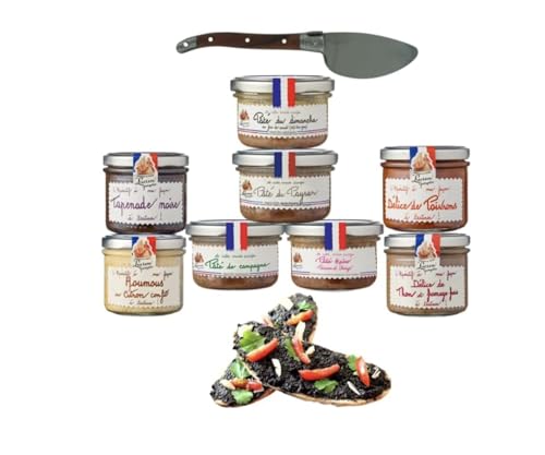 Lucien Georgelin Kit apéro : 4 pâtés 70g + 4 tartinables 100g + 1 tartineur en bois offert