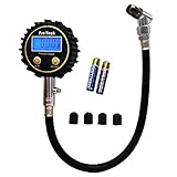 Pre-Tech Digital tyre Pressure Gauge with Rubber Hose,200psi LCD Display tire Gauge (Black)