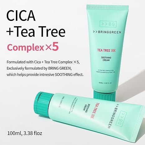 BRING-GREEN-Tea-Tree-Cica-Soothing-Cream-Plus-100ml-Korean-Skin-care-Pack-of-2