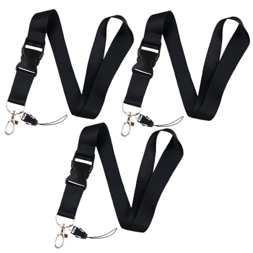 DMLSKY Black Lanyards for Men for Keys ID Badges with Swivel Clip Soft Neck Keychain Lanyards 1 Inch Wide, 3 Pack