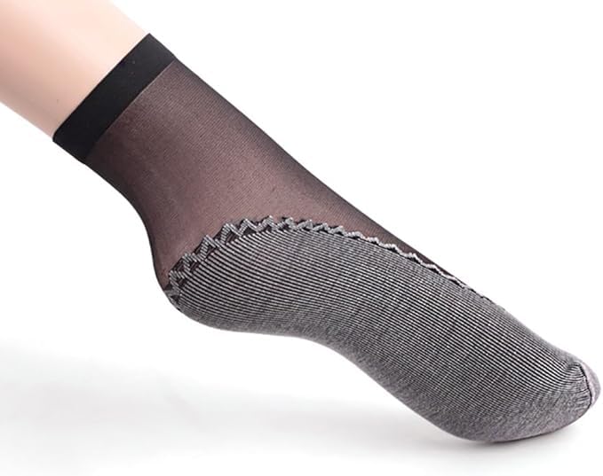 Women's Non Slip Grip Knee High Stockings - Silky Sheer Tights with Reinforced Toe & Cotton Sole (US 5-11)3