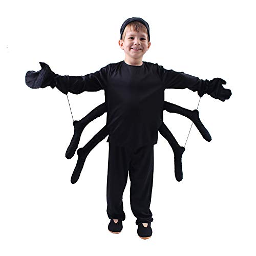 KIMI HOUSE Spider Costume for Kids Perfect for Halloween Animal Dress up Party Black(M/5-7Y)