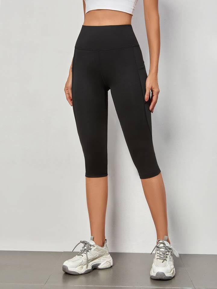 Image of SHAPERX Dri Fit High-Rise Active Capris 3 /4,Tights for Yoga, Gym and Sports in with Side one Pocket Pack of 1