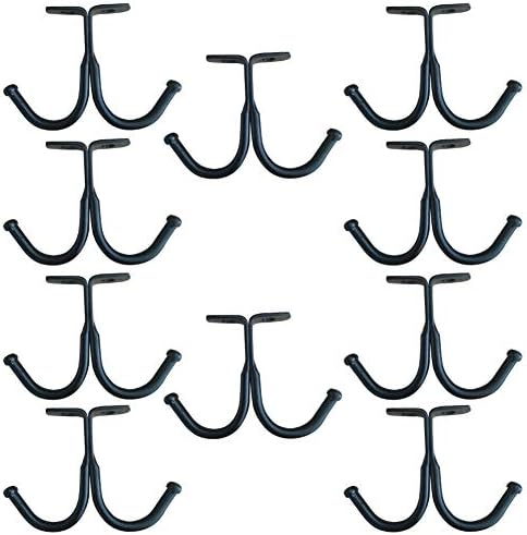 haowei Double Prong Ceiling Hook 10 Pcs Towel/Robe/Coat Clothes Hook for Closet Top Bathroom Kitchen Cabinet Garage (Black)