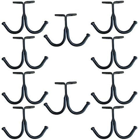 haowei Hanging Hooks from Ceiling, Set of 10 Under Shelf Hook, Robes, Coats, and Clothes in The Closet, Bathroom, Kitchen, and Garage (Black) Cover