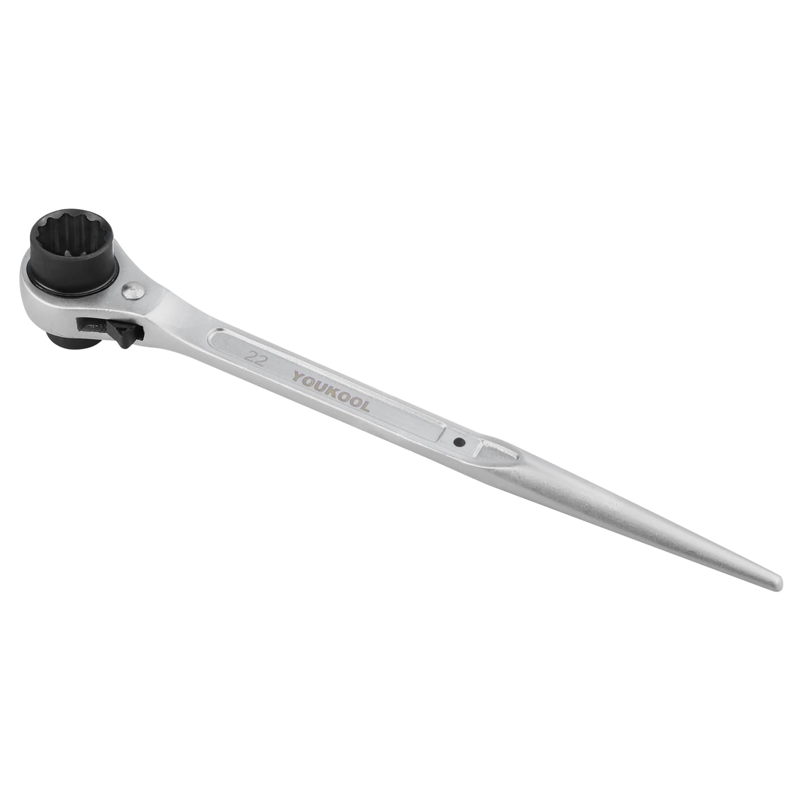 YOUKOOL 19mm x 22mm OR 3/4"×7/8" Ratcheting Scaffold Podger & Spud Wrench – 12-Point Double Ended Socket, Heavy-Duty Cr-V Steel Scaffold Tool,Silver