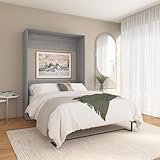 Bestar Claremont 59W Murphy Bed in Platinum Gray, Sleeping Arrangement for Multipurpose Room, Full