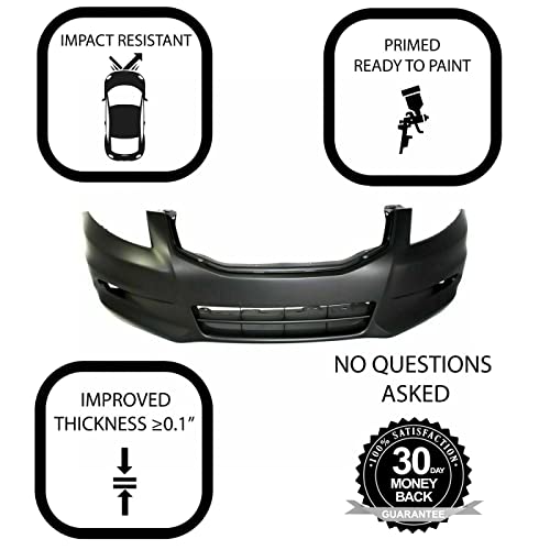 FitParts Compatible With Front Bumper Cover 2011 2012 Honda Accord EX EX-L Sedan 11 12. New, Primed and Ready for Paint. With Fog Light Holes. W/o Parking Aid Sensor Holes. HO1000279