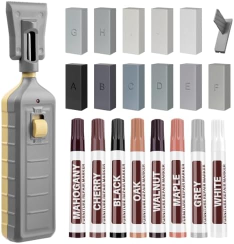 Laminat Vinyl Reparaturset,11 Farben Hartwachs und 8 Farben Holzmarker mit Schmelzwerkzeug, Möbel Holzreparatur Set für Vinylboden, Linoleumbodenbelag, laminatboden Flecken, Löcher
