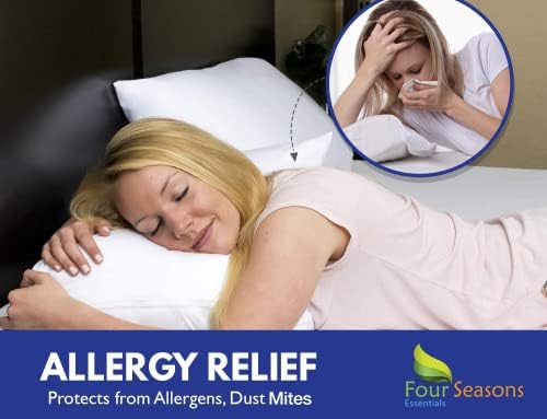 Four Seasons Essentials Standard Pillow Protectors (Set of 2) - Allergy Pillow Cover Bedbug Waterproof Hypoallergenic Dust Mite Proof Zippered Encasement