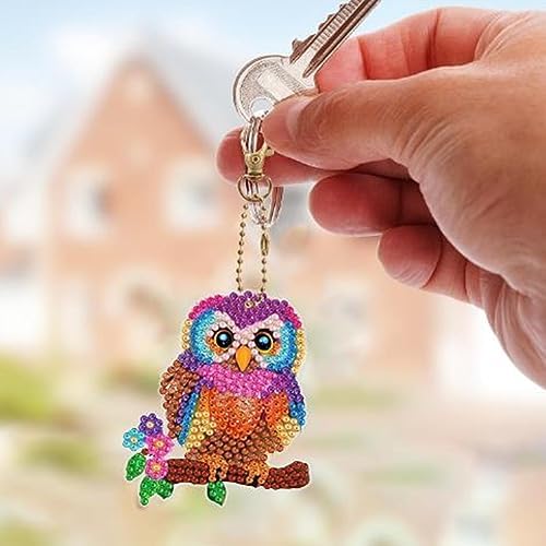 12 Llaveros DIY Pintura De Diamantes: Búhos 5D Para Mochilas, Bolsos Y Regalos Artesanales