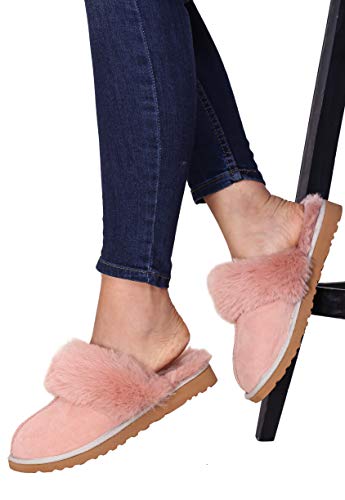 Women's Sheepskin Slippers Indoor Outdoor House Leather Shearling Fur Slippers4