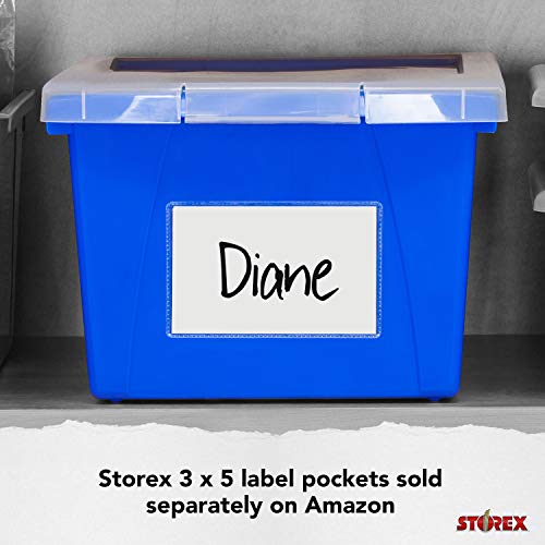 Image of Storex 4 Gallon Storage Bin with Lid - Plastic Classroom Organizer for Books and Supplies, Assorted Colors, 6-Pack (61406A06C)