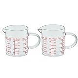 Ackers BORO3.3 Measure Glass -[Insulated handle | V-Shaped Spout]-Made of High Borosilicate Glass Measuring for Kitchen or Restaurant, Easy to Read, 60 ML (2 Oz) 丨(2 Pack)