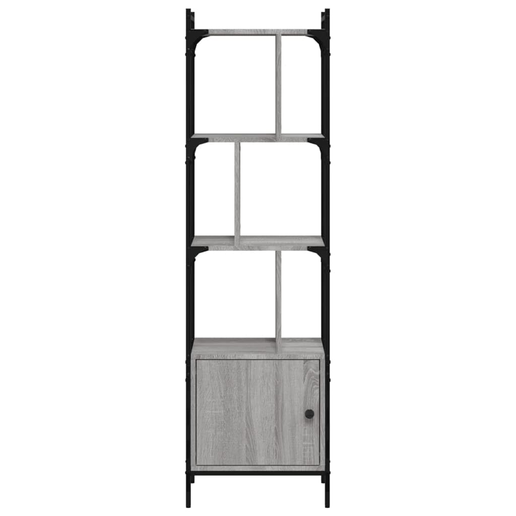 INLIFE Librería con puerta gris Sonoma 44,5 x 30 x 154,5 cm, material de madera, 18,7 kg, 833356