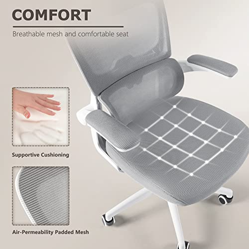 Lemberi Ergonomic Home Office Chair, High Back Mesh Desk Chair With Adjustable Headrest, Computer Desk Chair, Swivel Task Chairs With Lumbar Support And Flip Armrest #TOP3