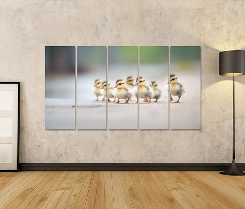 Tableau sur toile de qualité supérieure canetons et mère nature