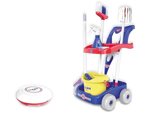 Teorema - Juego de Limpieza de Juguete para niños con Robot Aspirador Luces y Sonidos, Escoba y Paleta, Cubo y moco y rociador Funciones Reales
