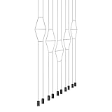  Vibia wireflow Regla 0325 – Lámpara colgante LED, color negro lacado L x H: 202 x 200 cm DIMM Bar 2942 lm – 2700 K