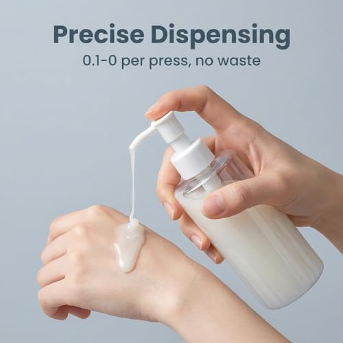 Refillable Plastic Clear Flat Pumps Lotion Cream Cleansing Oil Dispenser Bottle Travel Bottles Pump Bottle Make Up Cosmetic Container Holder Pack of 3 (200ml) - Thumbnail 7