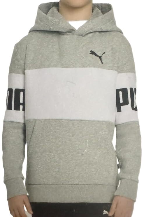 PUMA Pullover Hoodie Youth White/Gray Fleece Outwear