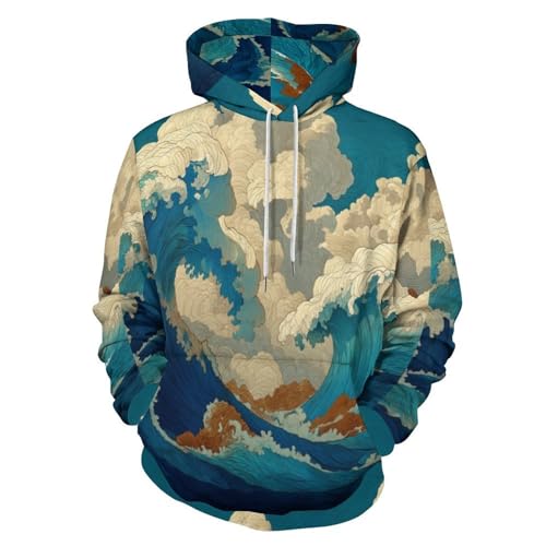 Sweat à capuche vagues Ukiyo-e homme parfait pour vos soirées et fêtes casual