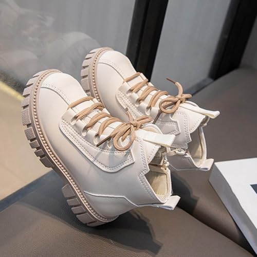 IWIHMIV Girls Short Boots Toddler Girls Riding Boots with Side Zipper Outdoor Non Slip Lace Up Ankle Booties4