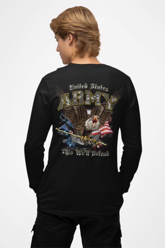 US Army This We'll Defend T-Shirt Long Sleeve Army Logo Front and Back Tee - Image 7