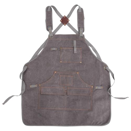Delantal multi-bolsillos grueso lavable para trabajo gris oscuro