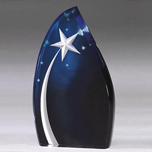 SHOP AWARDS AND GIFTS Customizable 7-3/4 Inch Blue Acrylic Award with Silver Shooting Star, Includes Personalization
