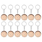 TEHAUX 24Pcs Diy Wooden Key Chains 1.57 Inch Round Blanks for Hand Drawing Engraving Craft Key Pendants Lightweight Creative Accessories