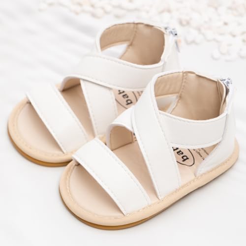 Image of Babelvit Infant Baby Girl Boy Sandals Comfort Premium Summer Outdoor Casual Beach Shoes with Flower Bowknot Anti Slip Rubber Sole Newborn Toddler Prewalker First Walking Shoes