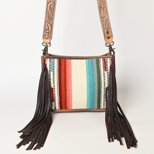 American Darling Crossbody Saddle Blanket Fabric Genuine Leather Western Women Bag Handbag Purse | Travel Bags College Casual2