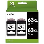 BAIINK 63XL Black Ink Cartridge Replacement for HP Ink 63 XL HP 63XL Compatible with OfficeJet 3830 4650 4652 4655 5252 5255 5258 Envy 4520 4512 DeskJet 1112 1110 3630 3632 2130 2132 Printer (2 Black)