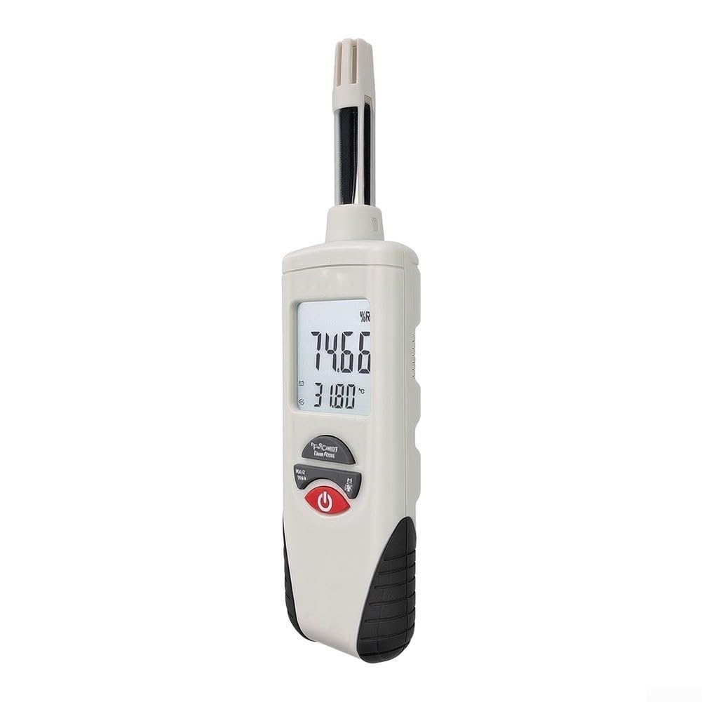 Termómetro higrómetro digital HT-350 con soporte de pared, medición de | Temperatura humedad punto de rocío temperatura de bola húmeda, precisión ±2%, °C/°F conmutable, para invernadero de oficina