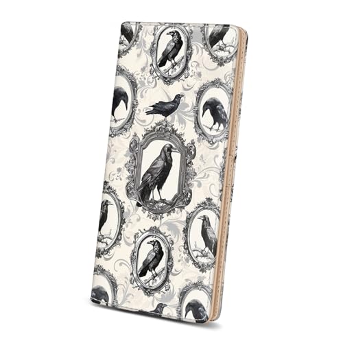 Image of Immaturus Crow Womens Wallet, Slim Thin RFID Blocking Card Wallets, Bifold PU Leather Credit Card Holder Organizer, Cute Cash Clutch Long Billfold with Zipper Coin Pocket Ladies Girls Gift