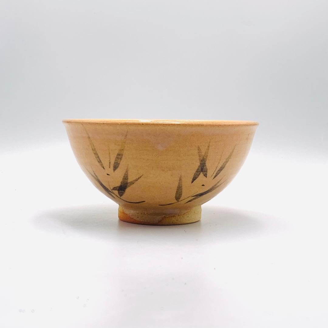 Amazon.co.jp: 唐津焼中里嘉孝作絵唐津茶碗 茶道具 共箱 栞 笹の絵 
