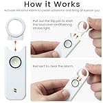 Personal Safety Alarm - 135dB Ultra Loud Siren with LED Strobe Light, USB-C Rechargeable, Compact Keychain Alarm for Women/Men, Emergency Flashlight & Vibration Alert(White) - Image 3