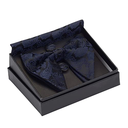 Set de corbata de moño para hombre con pañuelo y gemelos