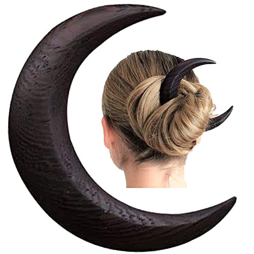 Hand Carved Crescent Moon Hair Fork For Women, crescent hair fork, Moon Barrette, moon hair accessories, Moon Hair Stick